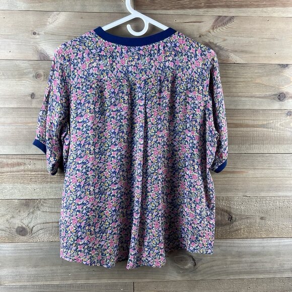 One Fine Day Womens Shirt Pintuck Sheer Floral Cottagecore Prairie Silk Small - Picture 5 of 7